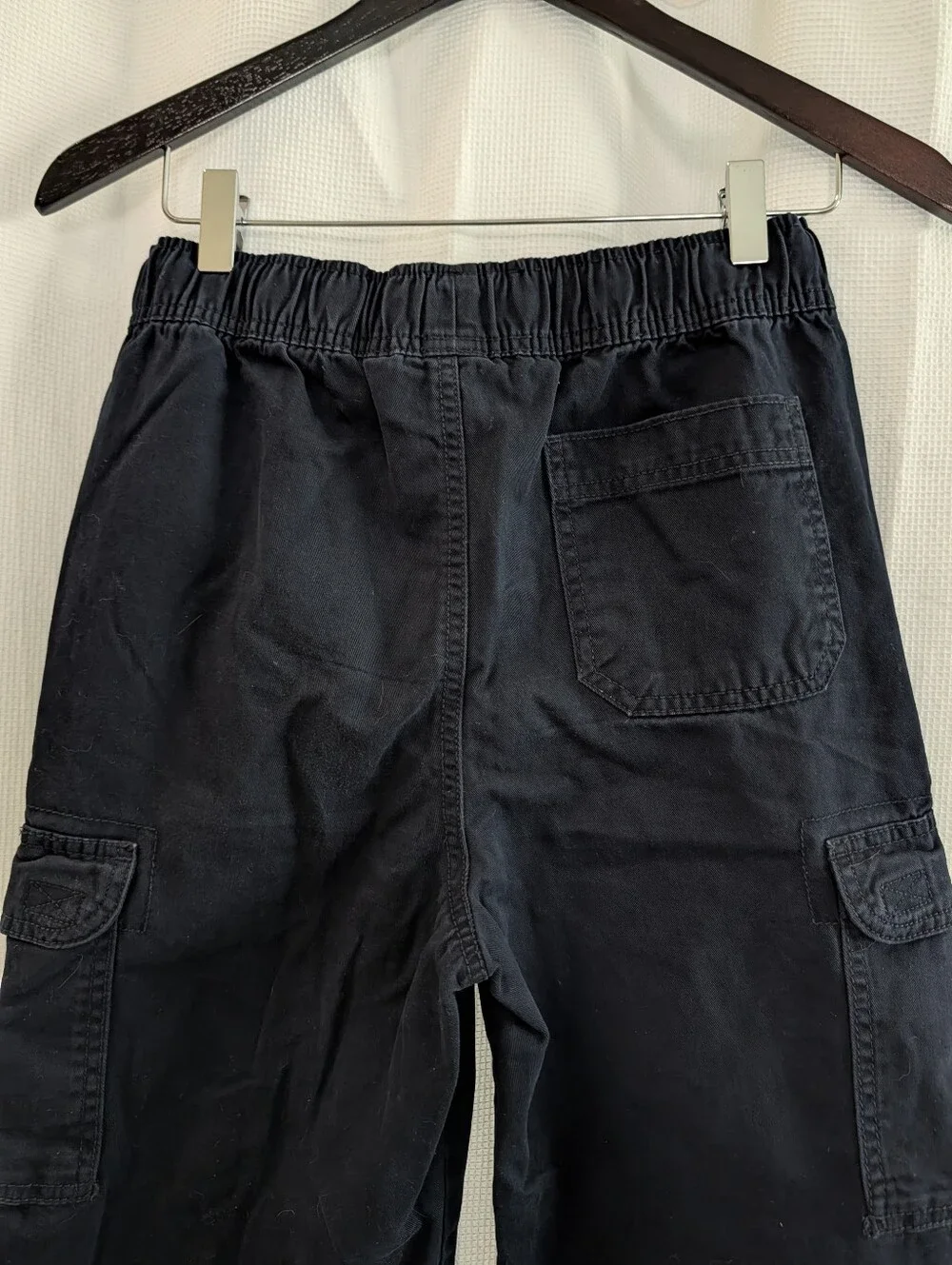 Children's Place Navy Blue Elastic Waist Cargo Pants With Adjustable Waist